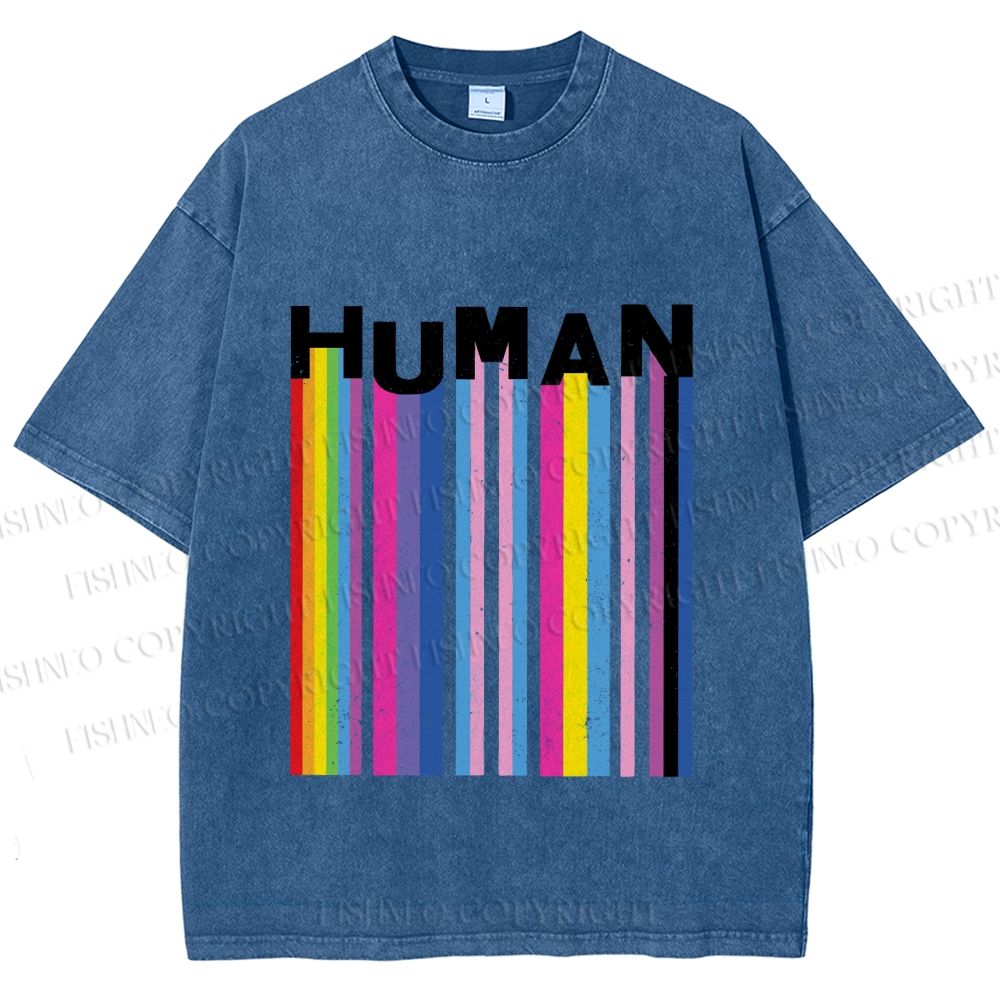 Unisex Pride Human Printed Washed Tee