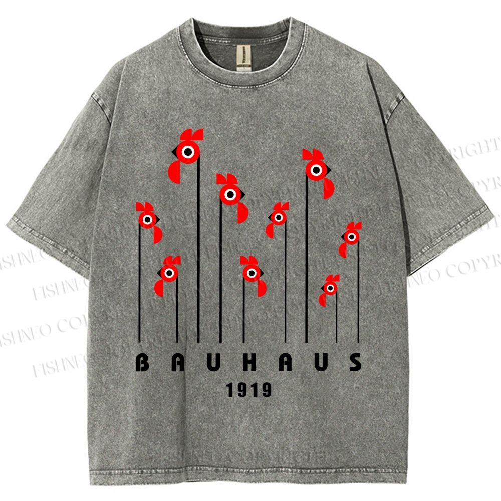 Unisex Bauhaus Geometric Bird Printed Washed Tee