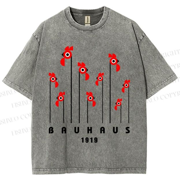 Unisex Bauhaus Geometric Bird Printed Washed Tee