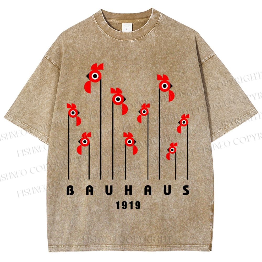 Unisex Bauhaus Geometric Bird Printed Washed Tee