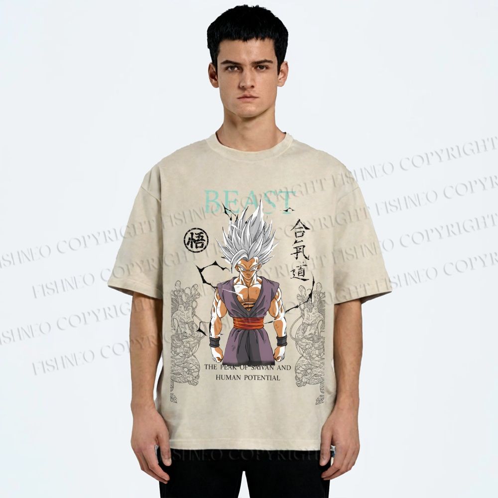 Unisex Super Saiyan Printed Washed Tee