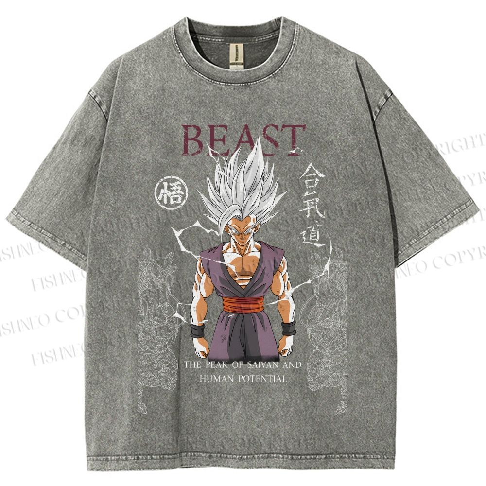 Unisex Super Saiyan Printed Washed Tee