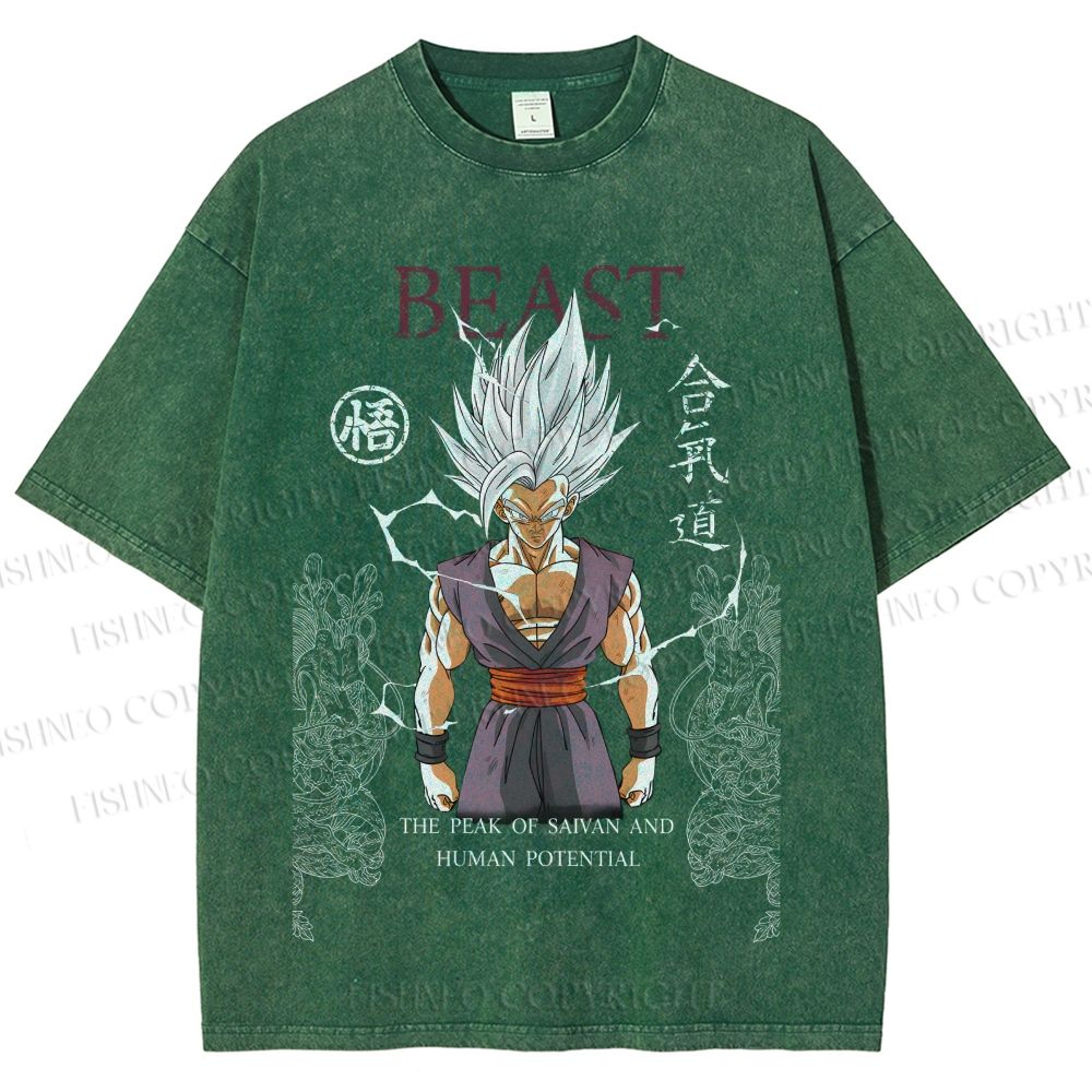 Unisex Super Saiyan Printed Washed Tee