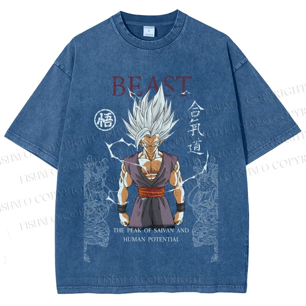 Unisex Super Saiyan Printed Washed Tee