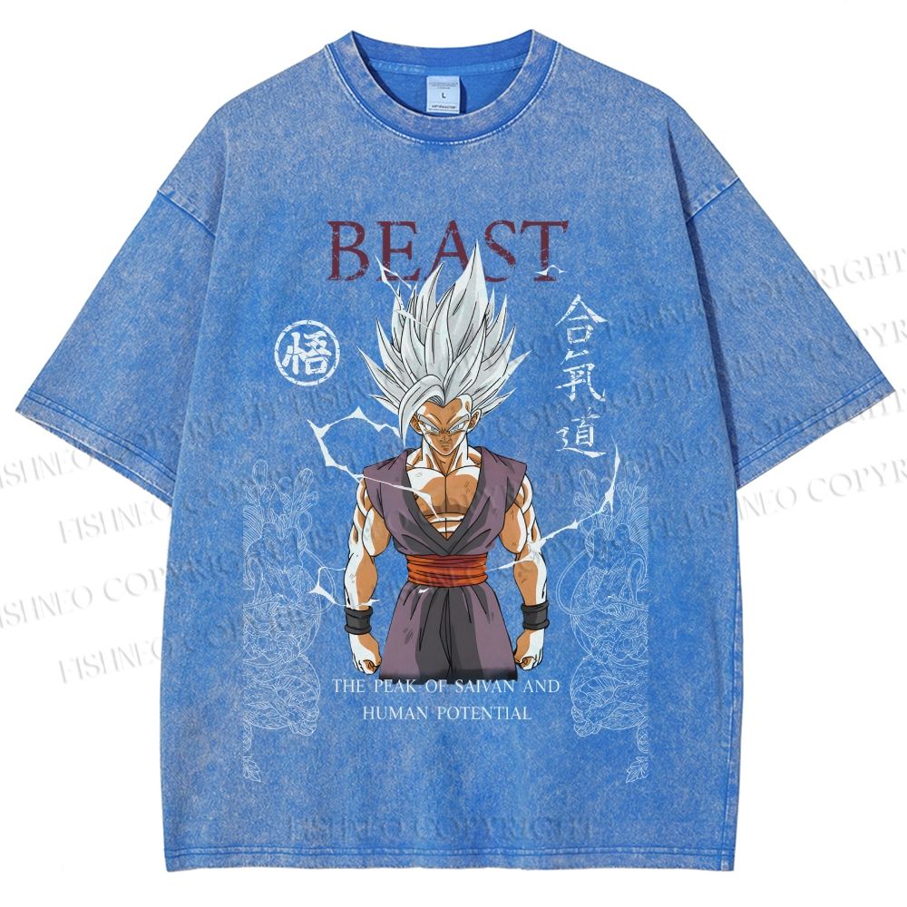 Unisex Super Saiyan Printed Washed Tee