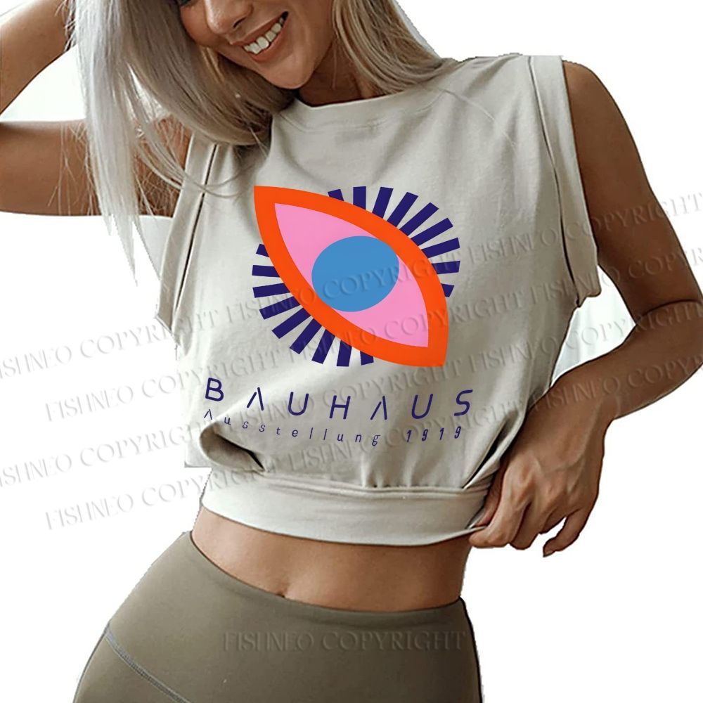 Bauhaus Eye Sleeveless Crop Tops