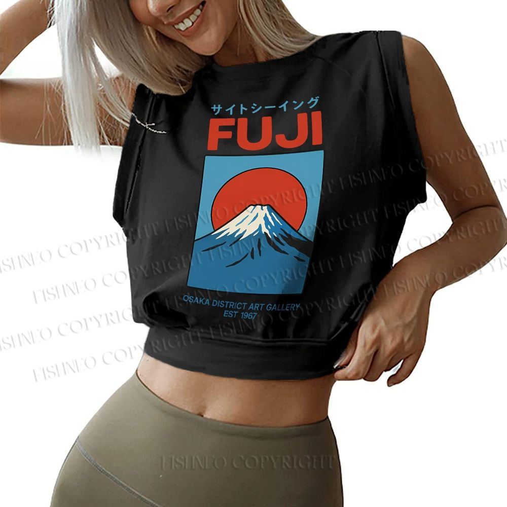 Osaka Mount Fuji Sleeveless Crop Tops
