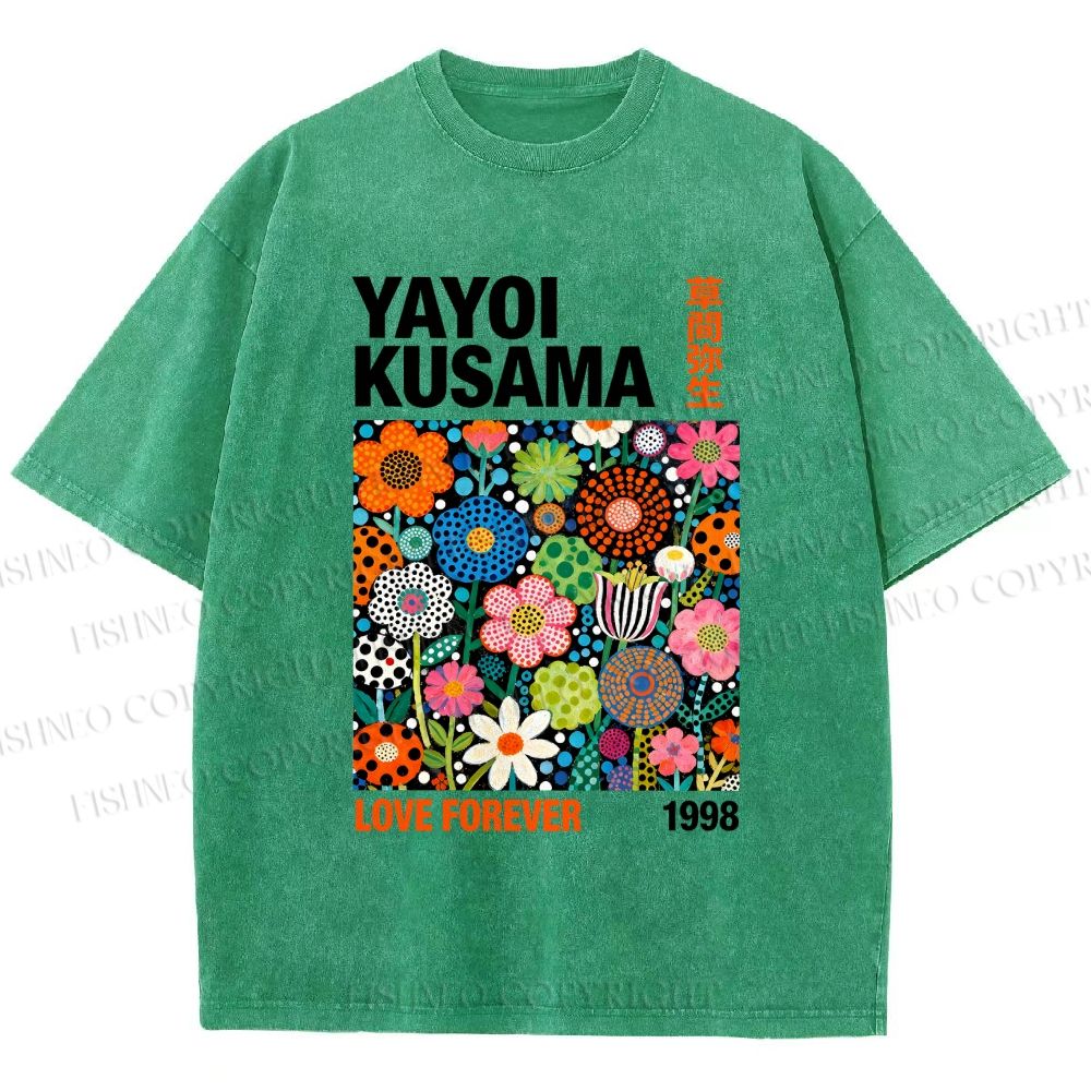 Unisex Yayoi Kusama Flower Printed Washed Tee