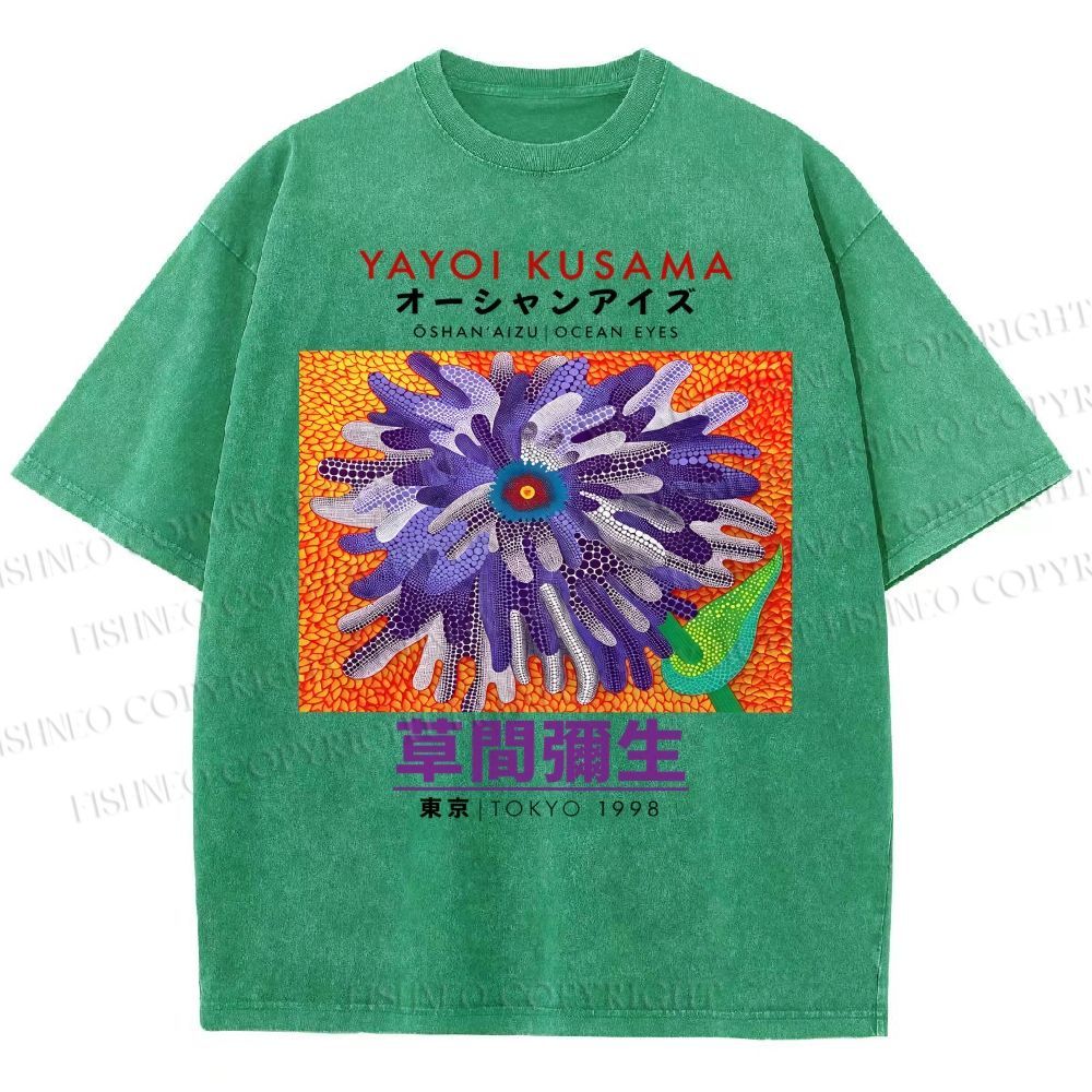 Unisex Yayoi Kusama Flower  Printed Washed Tee