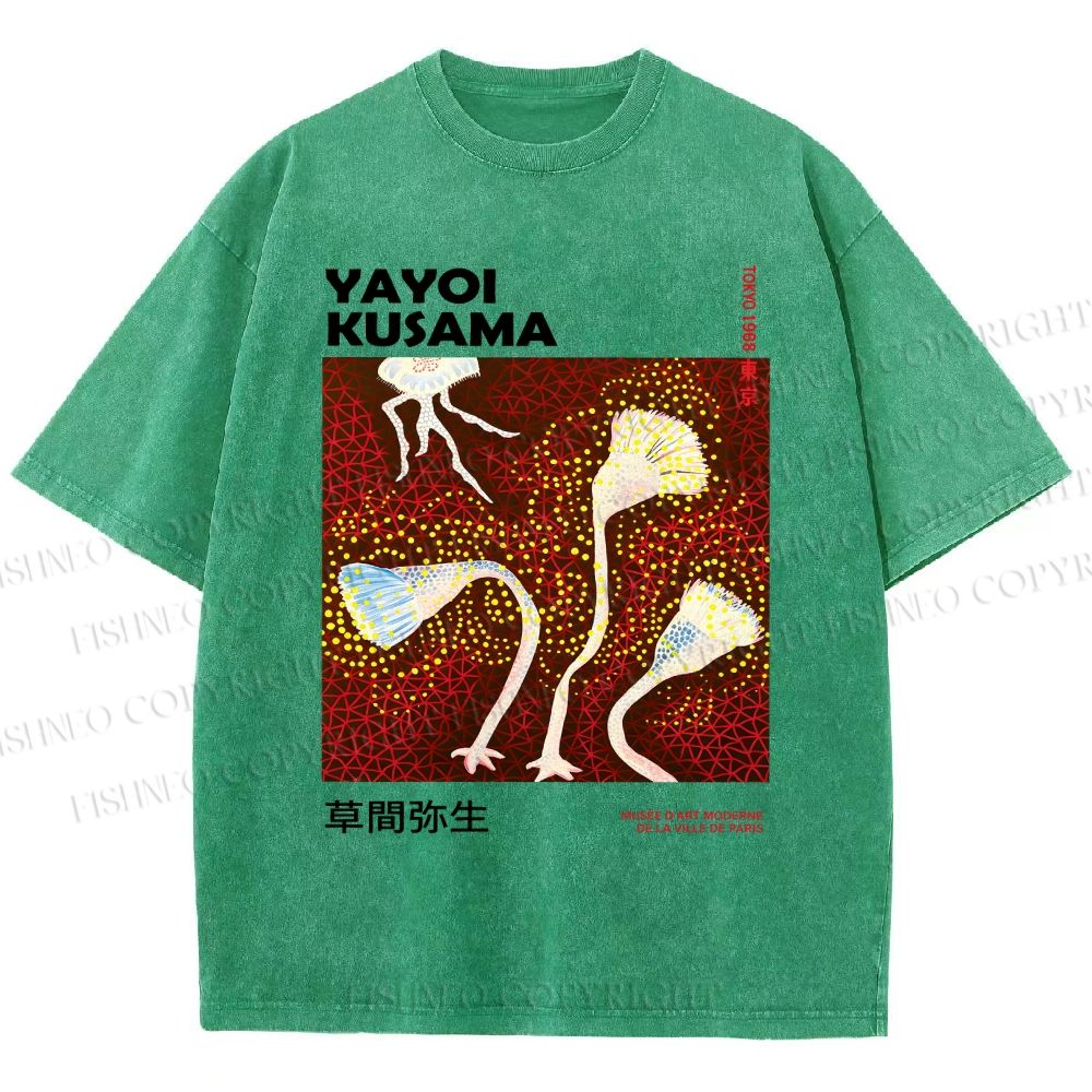 Unisex Yayoi Kusama Flowers Printed Washed Tee