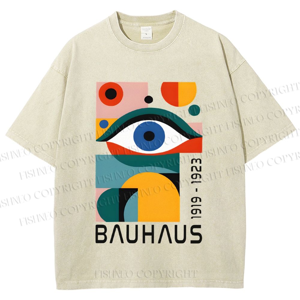 Unisex Bauhaus Eye Design Printed Washed Tee