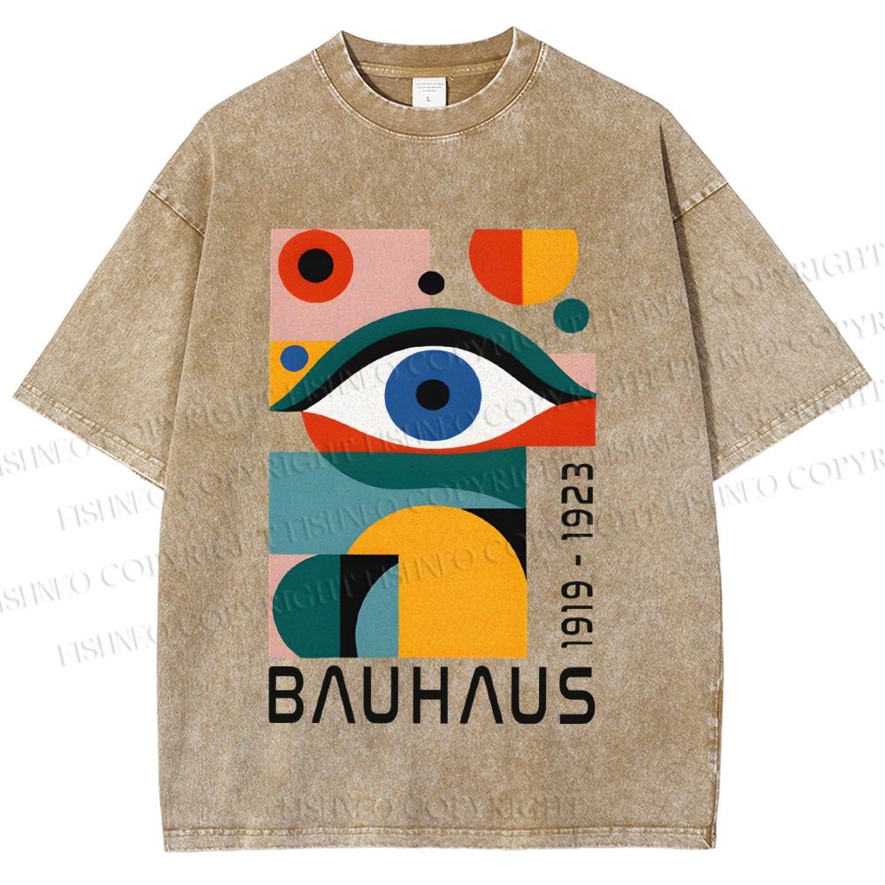 Unisex Bauhaus Eye Design Printed Washed Tee