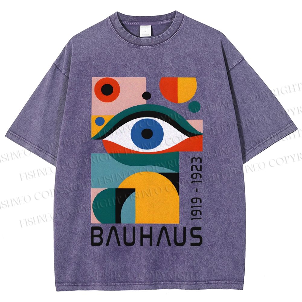Unisex Bauhaus Eye Design Printed Washed Tee