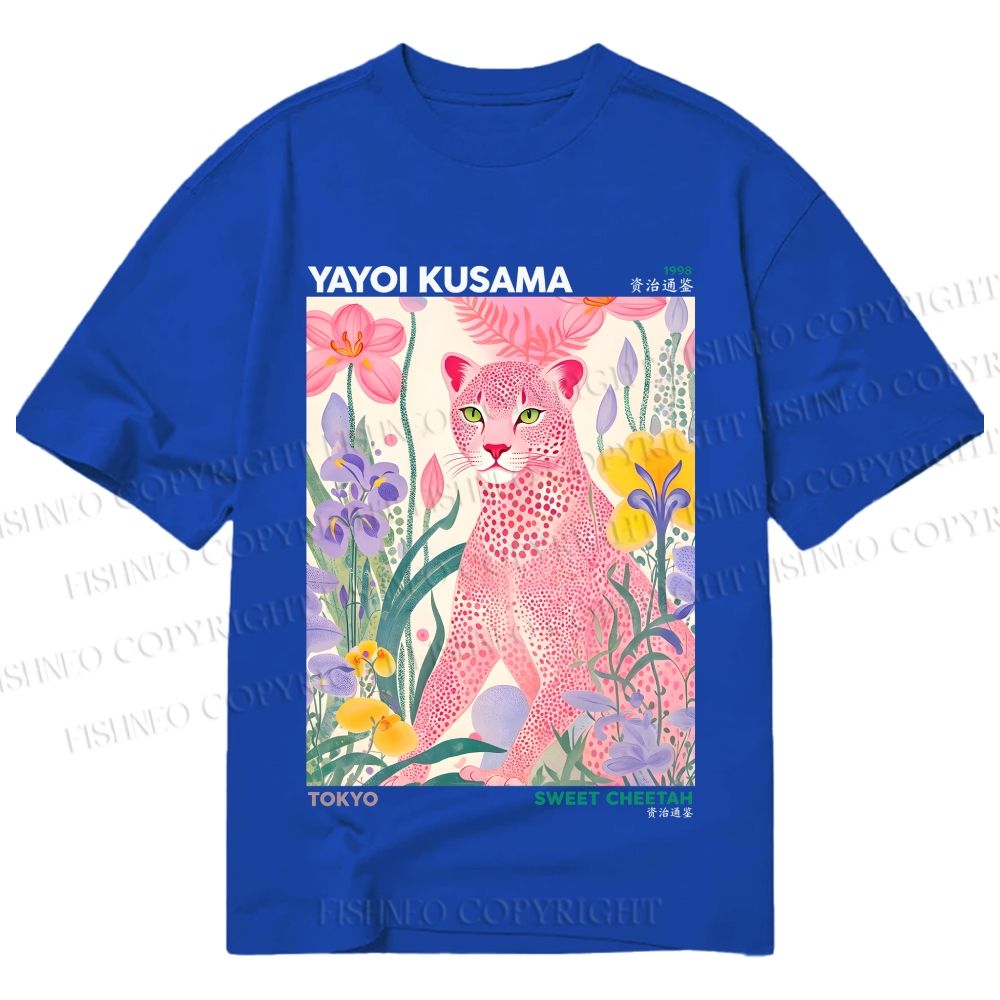 Unisex Classic Cotton Yayoi Kusama Pink Cheetah Printed T-shirt