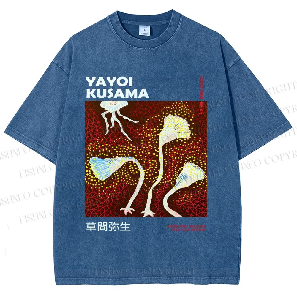 Unisex Yayoi Kusama Flowers Printed Washed Tee