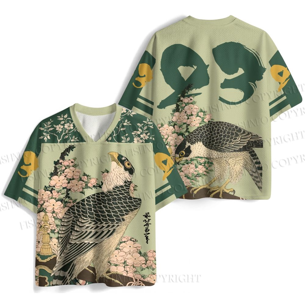 Japanese Ukiyo-e Bird in Flowers Jersey Shirts