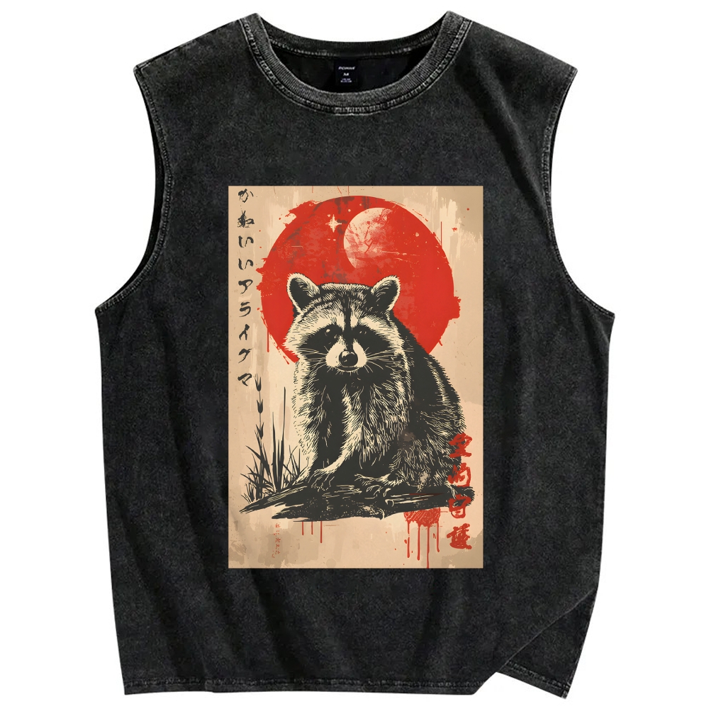Cute raccoon Vintage Distressed Washed Tank Top