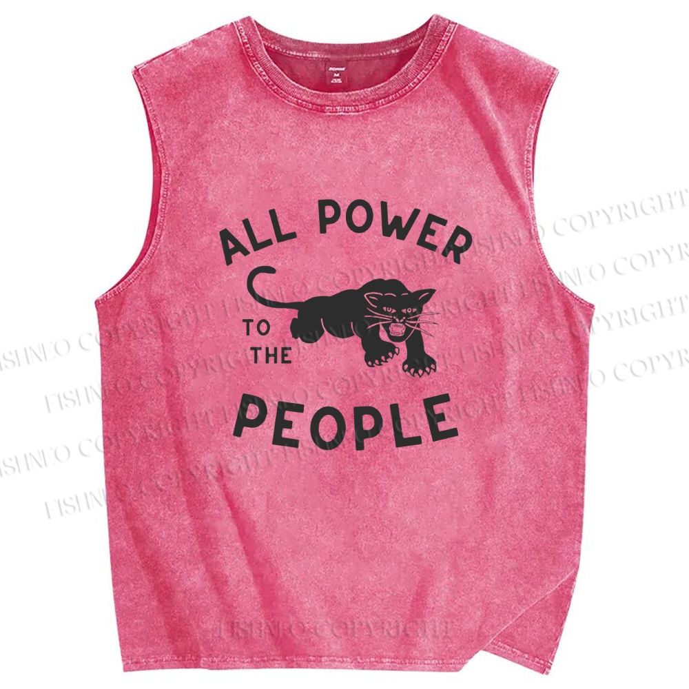 Unisex All Power To The People Black Panther Printed Washed Tank Top