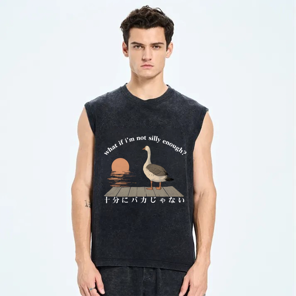 What If I'm Not Silly Enough Vintage Distressed Washed Tank Top