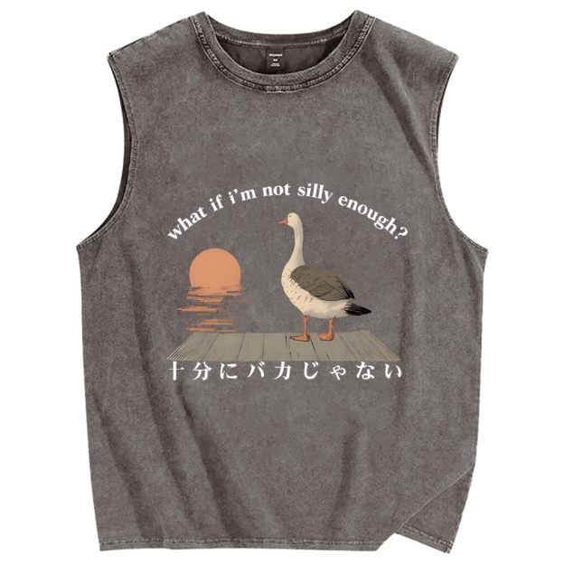 What If I'm Not Silly Enough Vintage Distressed Washed Tank Top