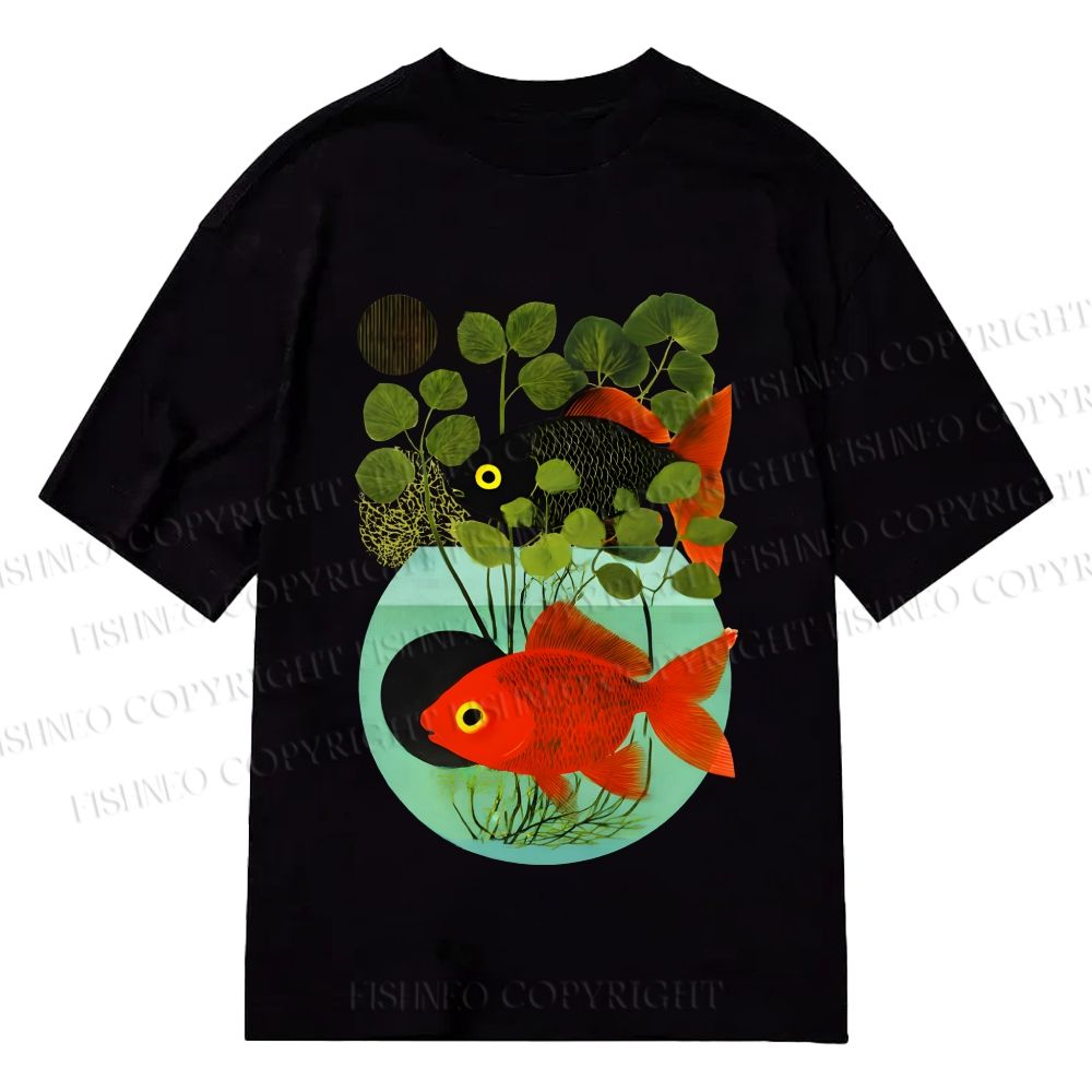 Unisex Classic Cotton Koi Fish in Tank Printed T-shirt