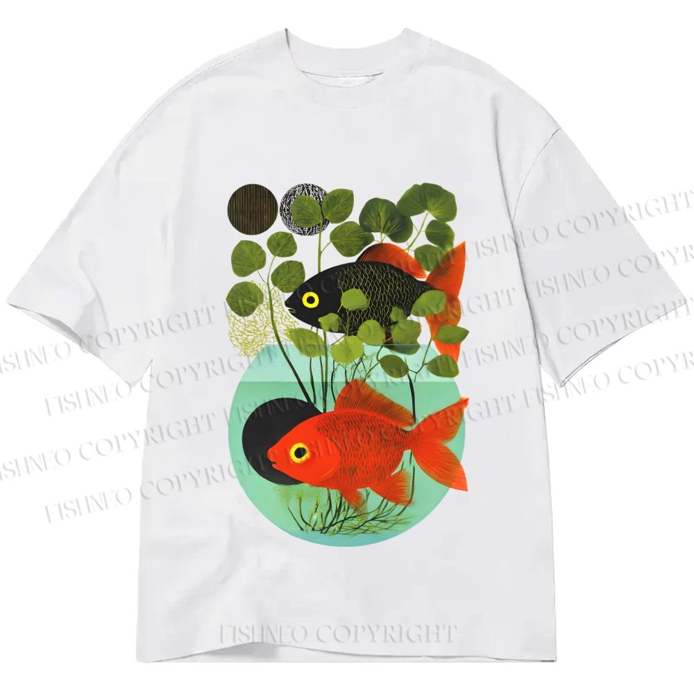 Unisex Classic Cotton Koi Fish in Tank Printed T-shirt