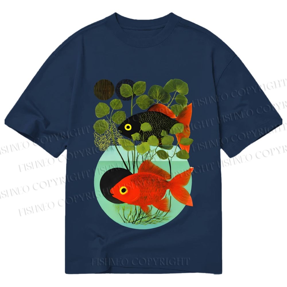 Unisex Classic Cotton Koi Fish in Tank Printed T-shirt