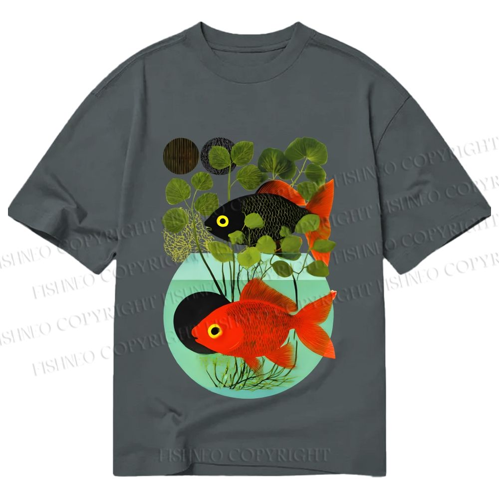 Unisex Classic Cotton Koi Fish in Tank Printed T-shirt