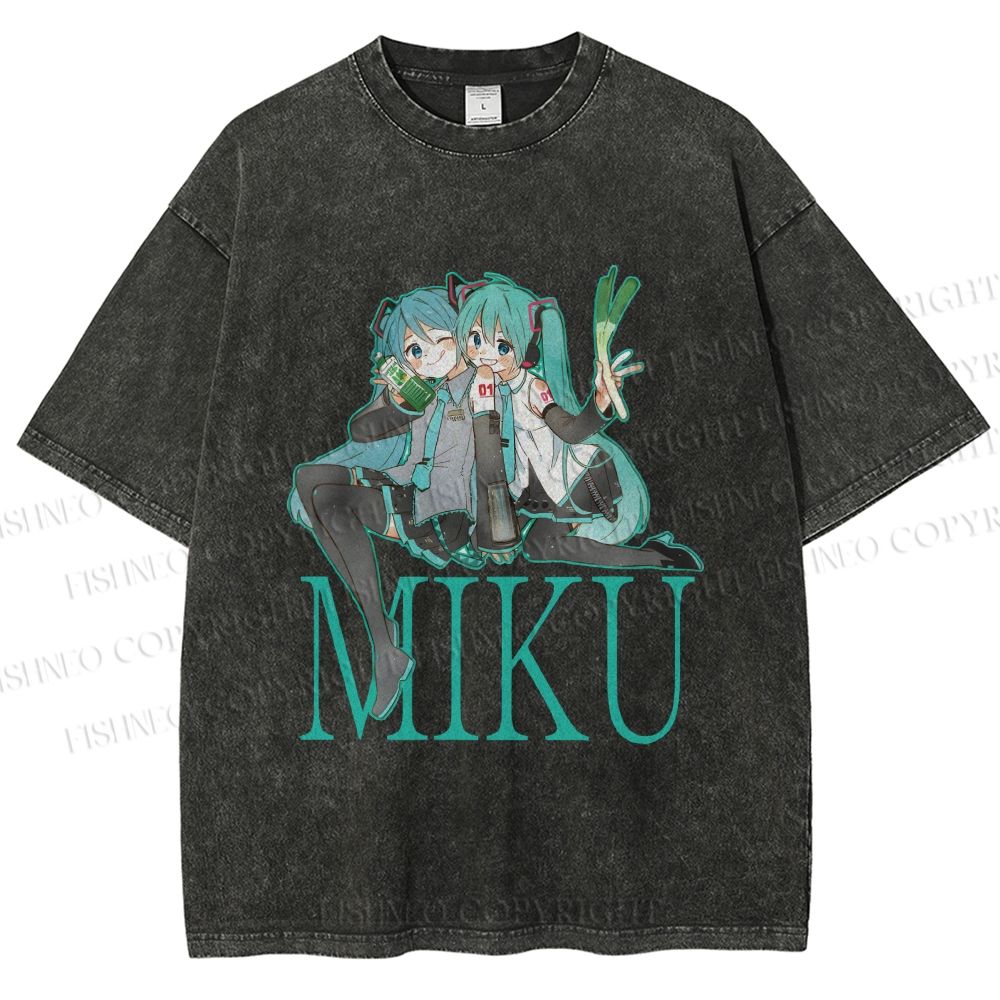 Unisex Hatsune Miku Printed Washed Tee