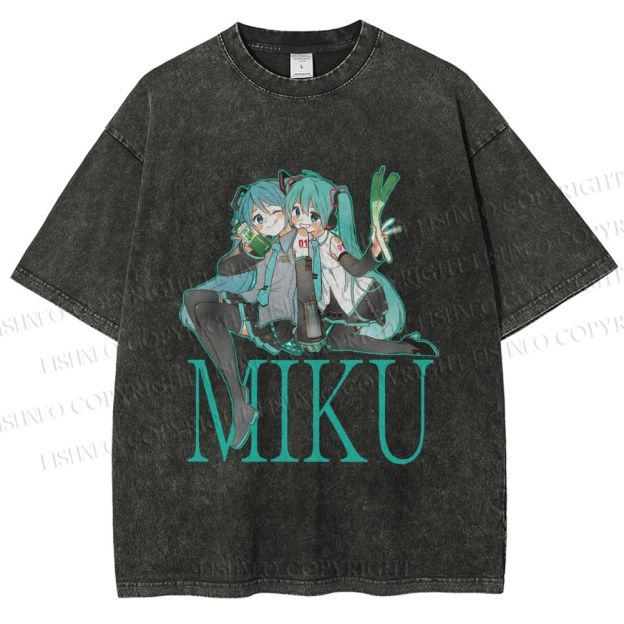 Unisex Hatsune Miku Printed Washed Tee