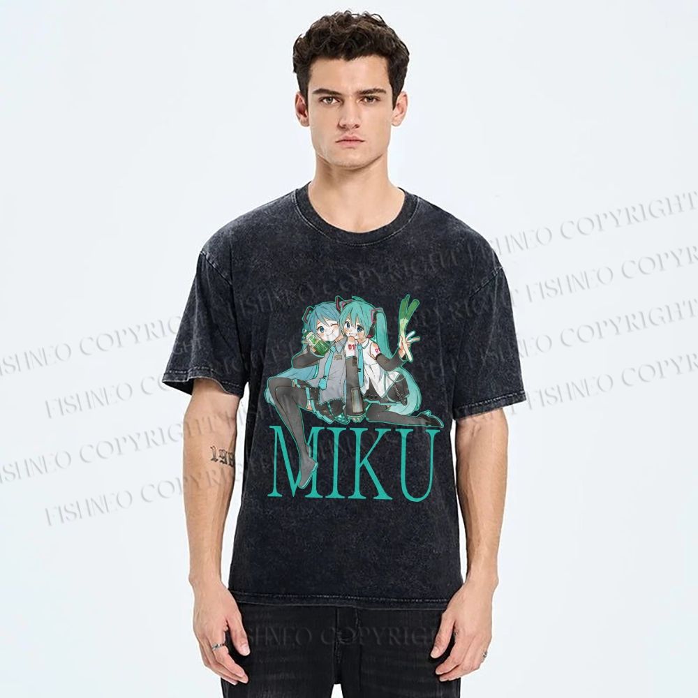 Unisex Hatsune Miku Printed Washed Tee
