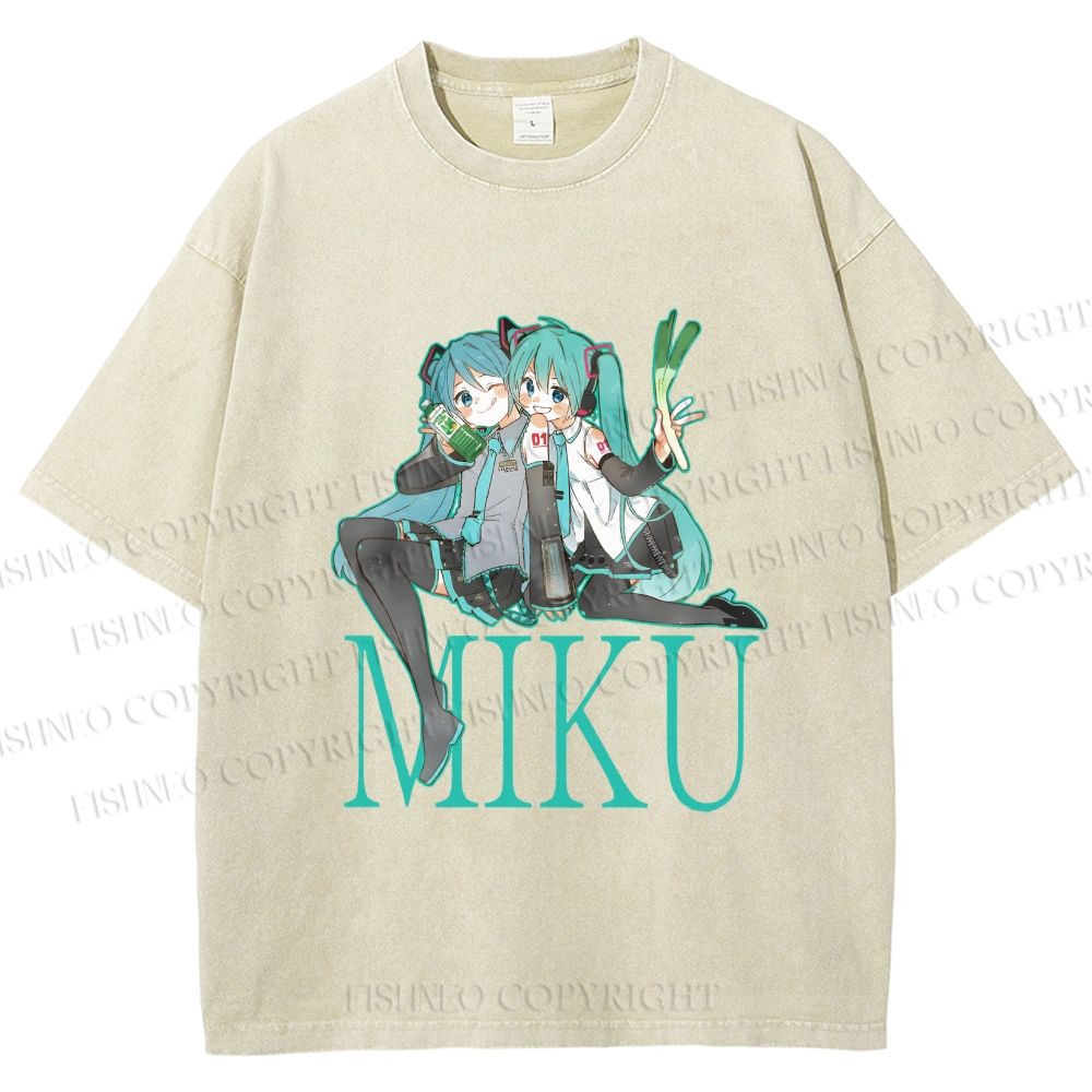 Unisex Hatsune Miku Printed Washed Tee