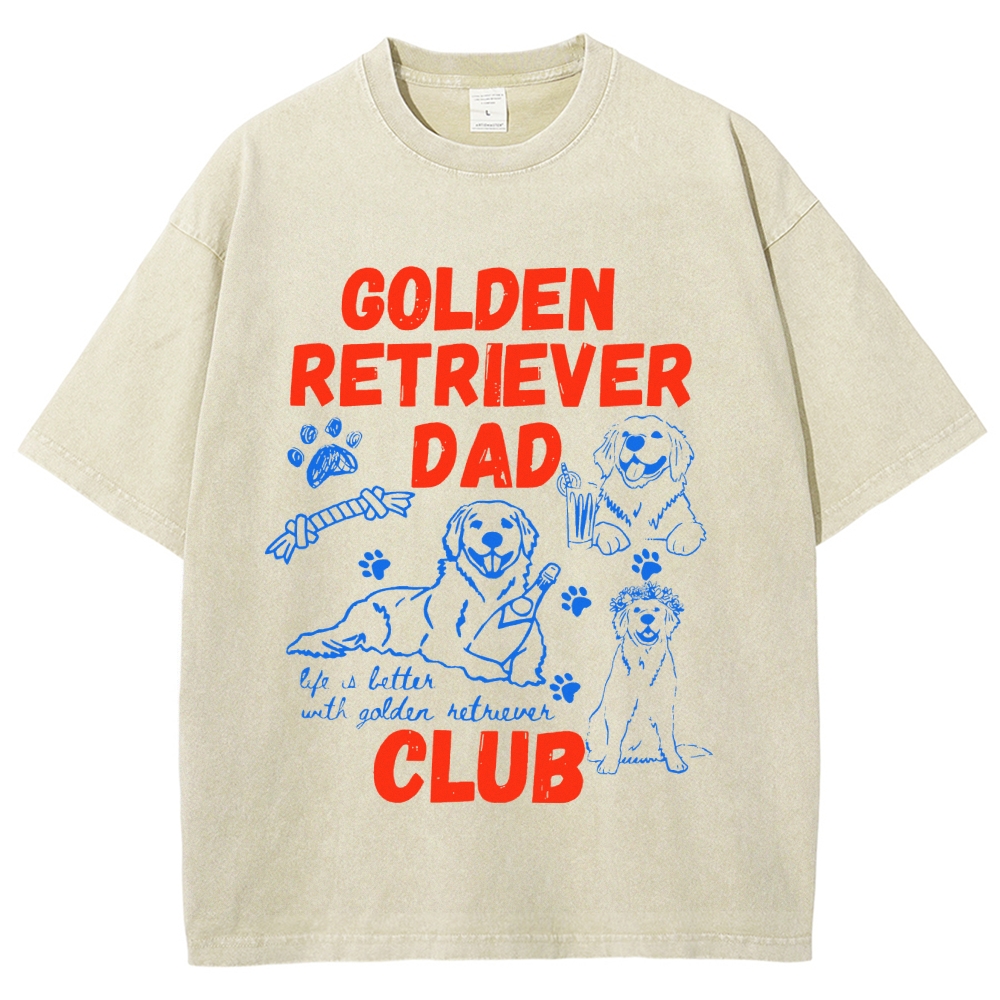 Golden Retriever Dad Club Vintage Washed T-shirt