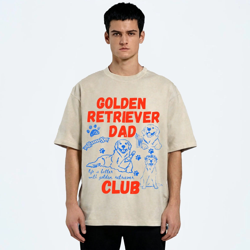 Golden Retriever Dad Club Vintage Washed T-shirt