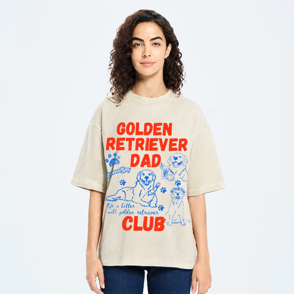 Golden Retriever Dad Club Vintage Washed T-shirt