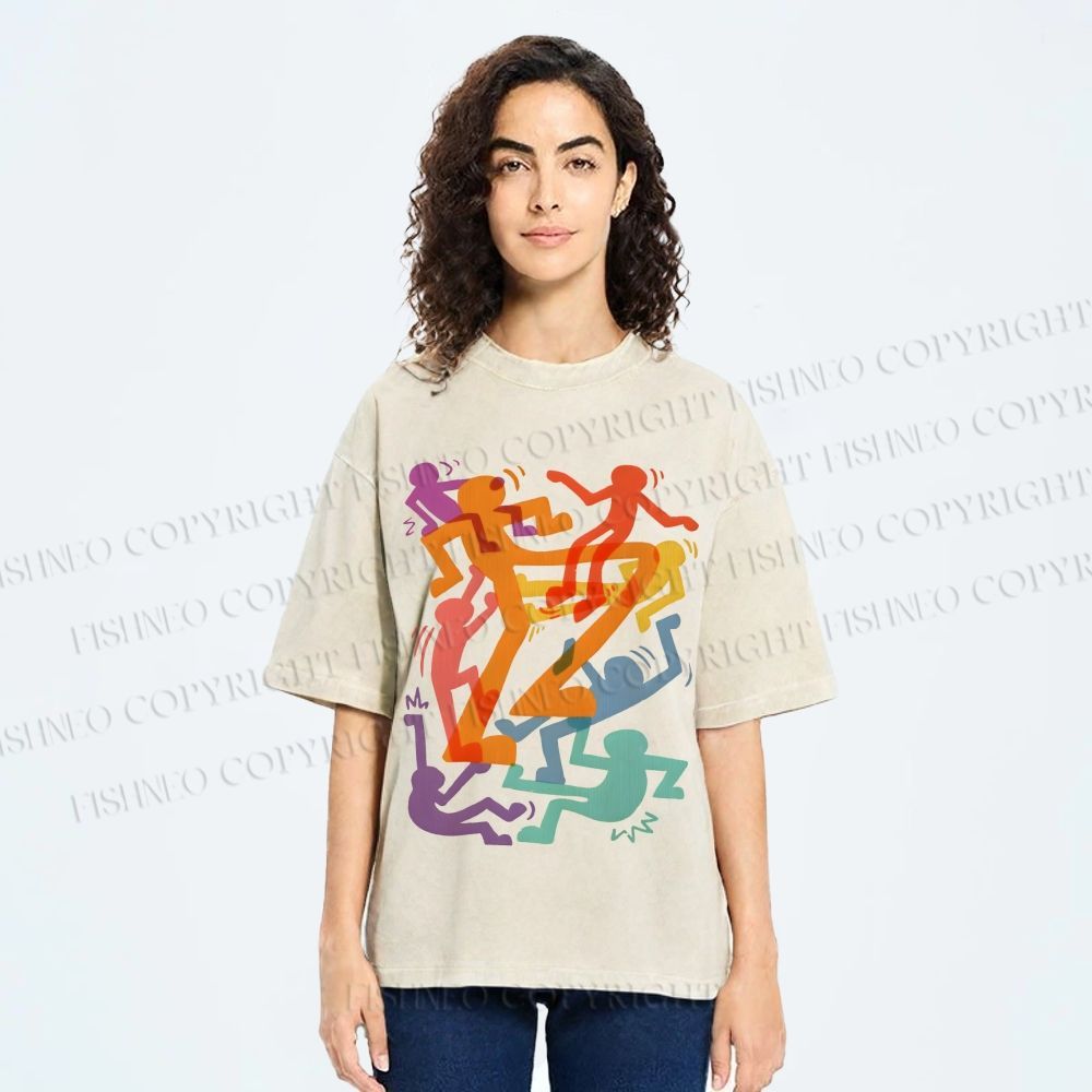 Unisex Keith Haring Pride Printed Washed Tee