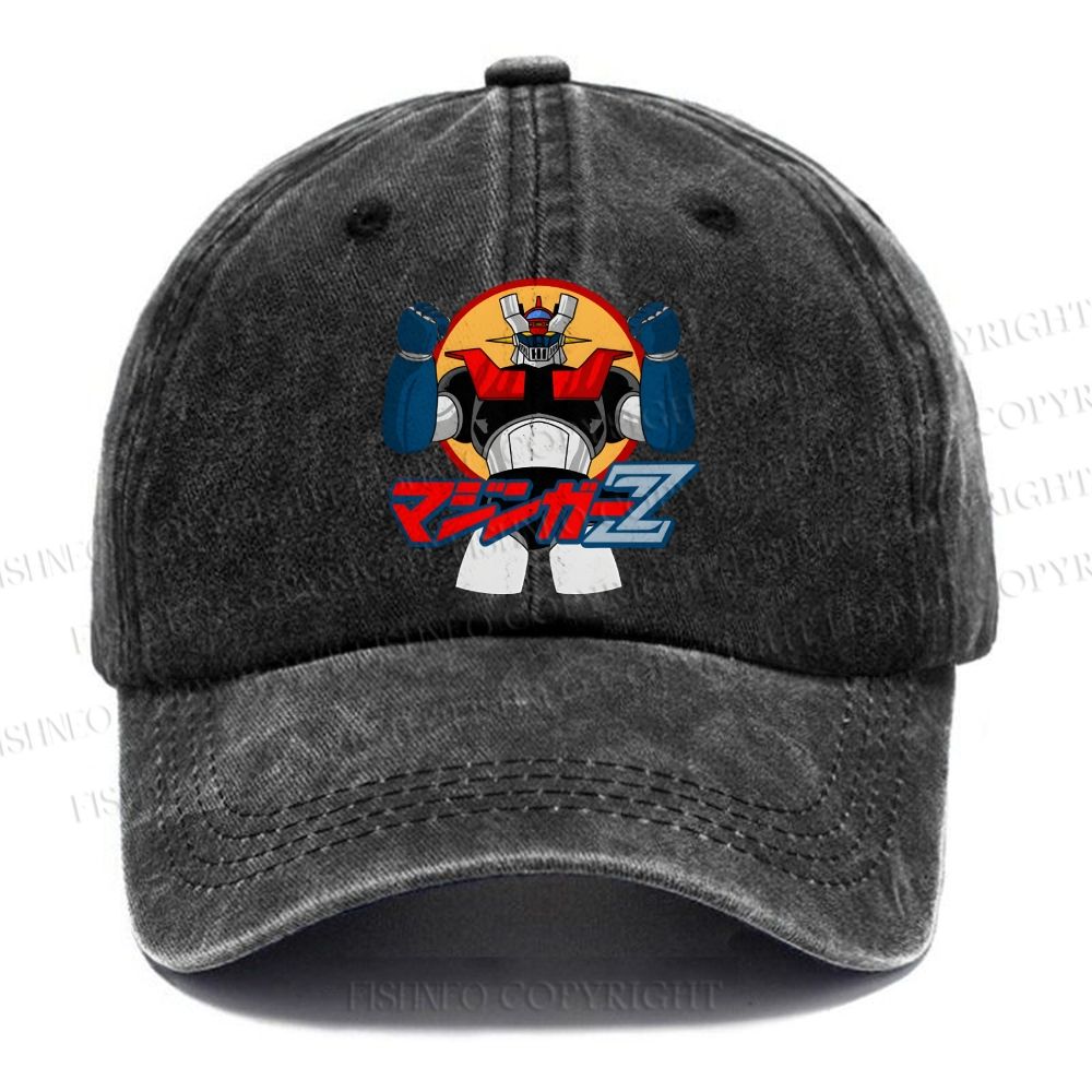 Unisex Mazinger Z Retro Robot Anime Vintage Casual Washed Cap