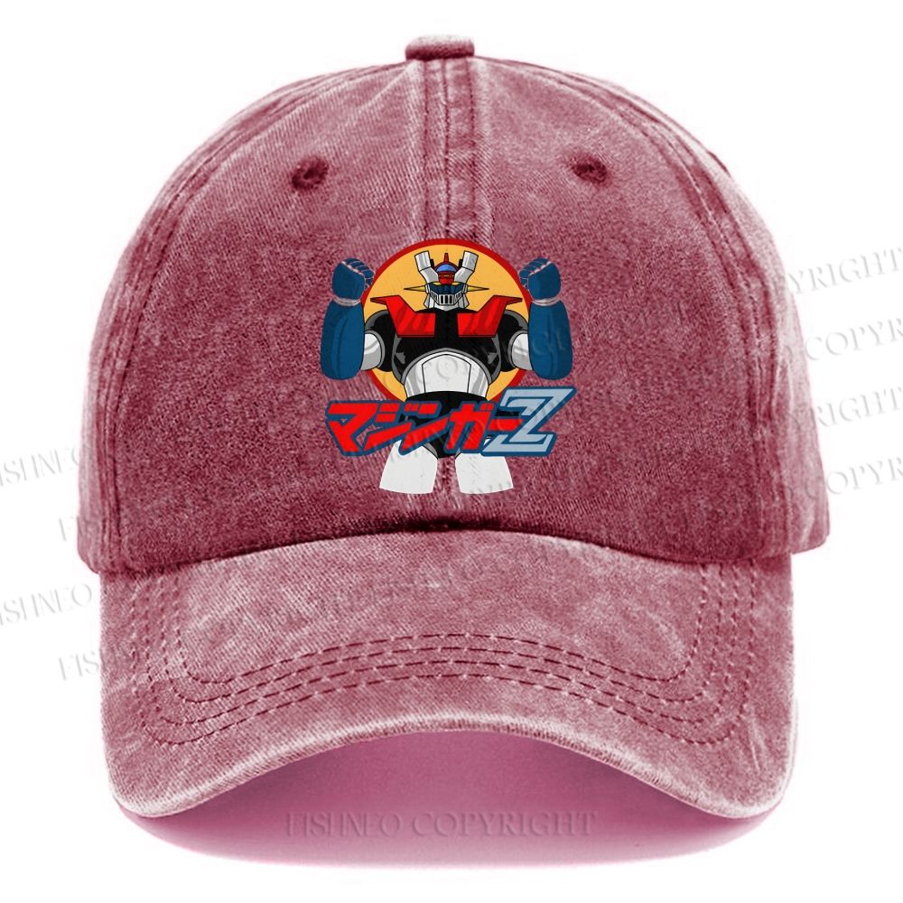 Unisex Mazinger Z Retro Robot Anime Vintage Casual Washed Cap