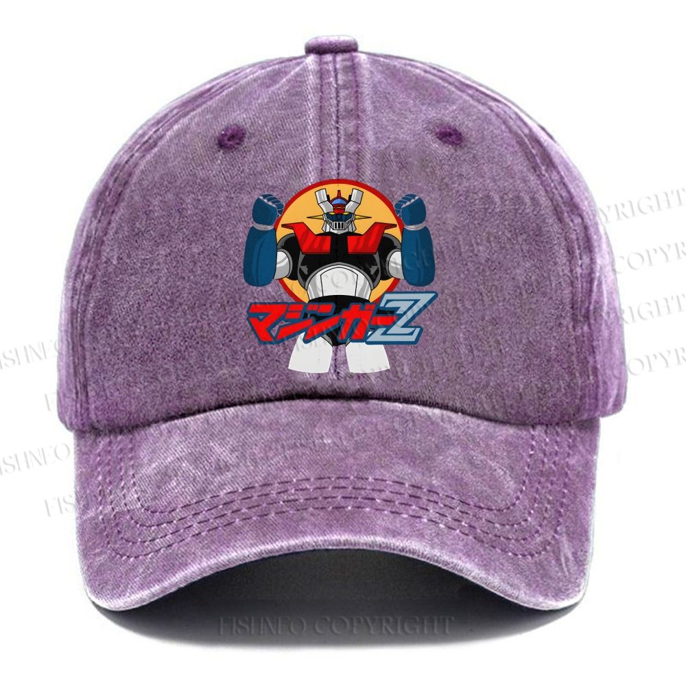 Unisex Mazinger Z Retro Robot Anime Vintage Casual Washed Cap