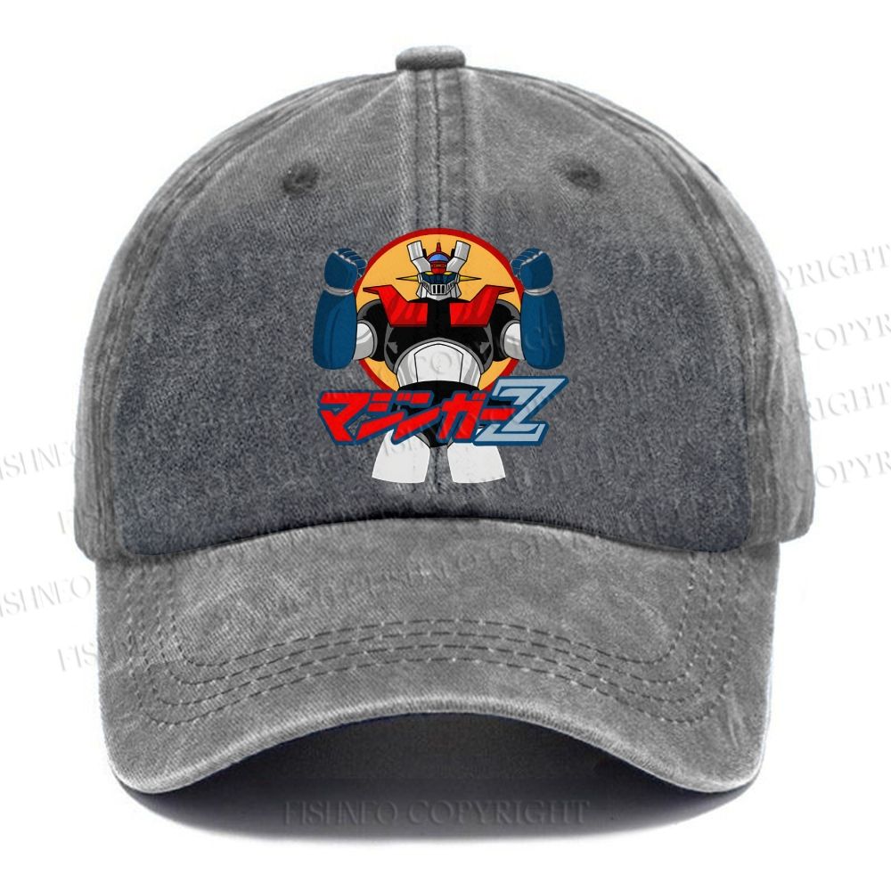 Unisex Mazinger Z Retro Robot Anime Vintage Casual Washed Cap
