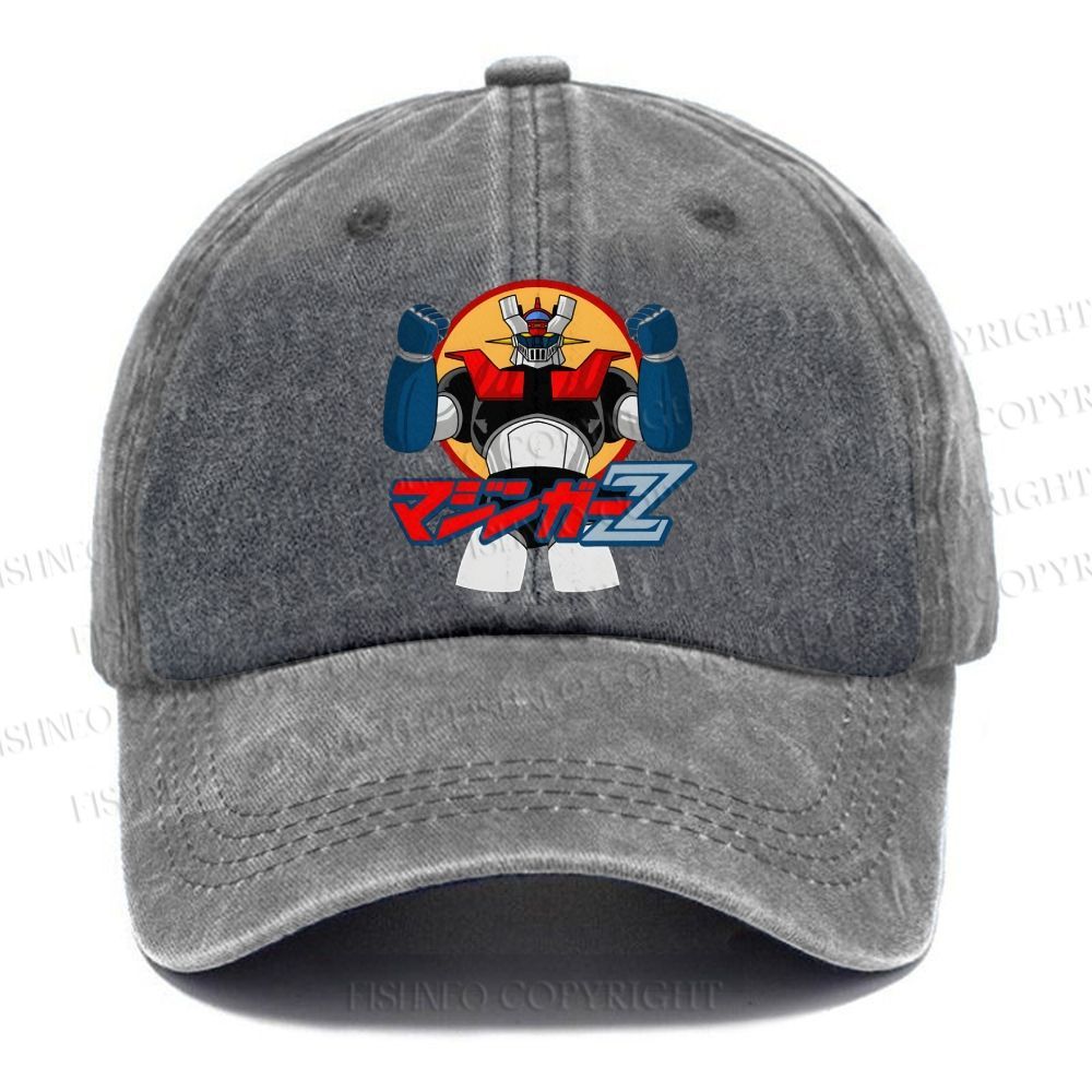 Unisex Mazinger Z Retro Robot Anime Vintage Casual Washed Cap