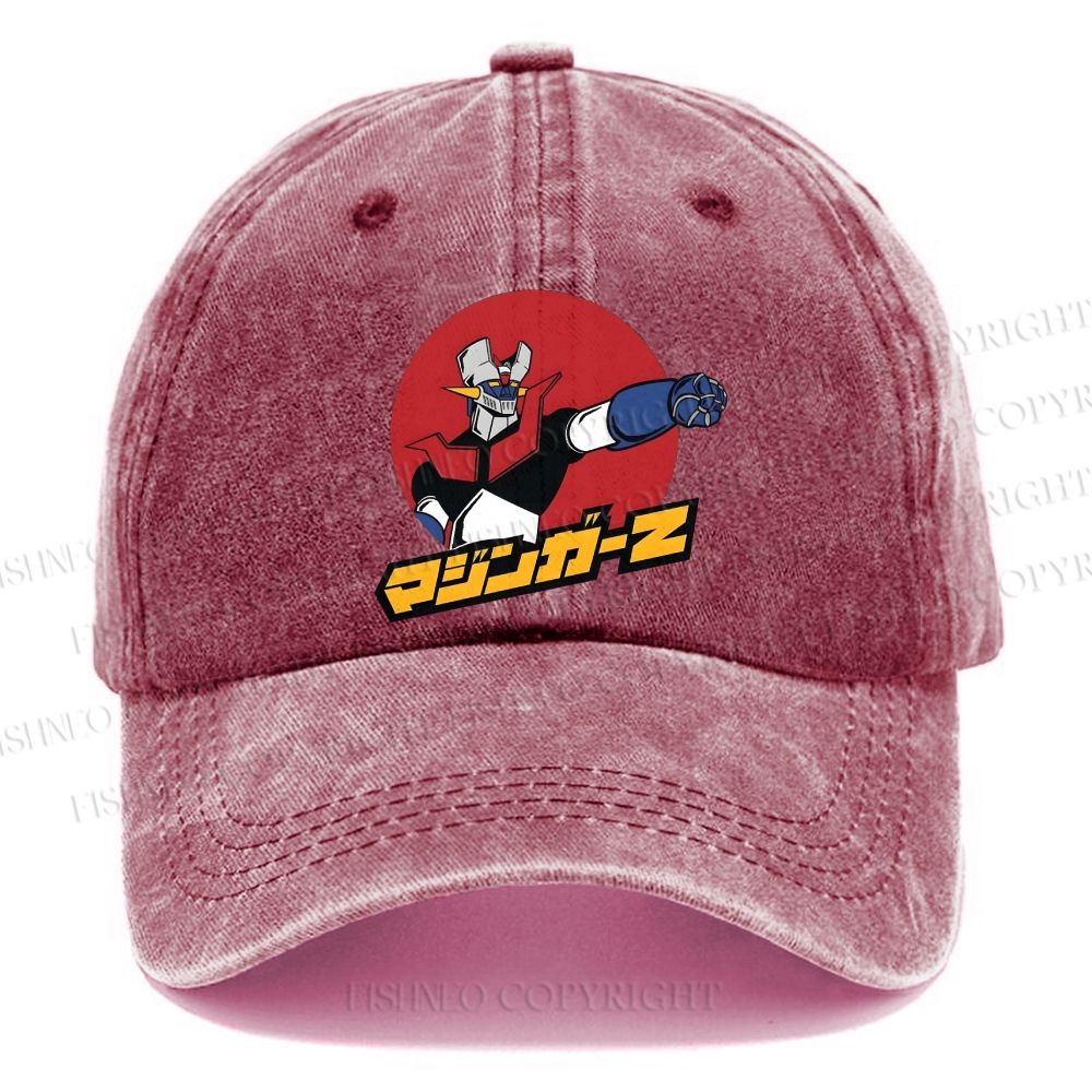 Unisex Mazinger Z Retro Anime Vintage Casual Washed Cap