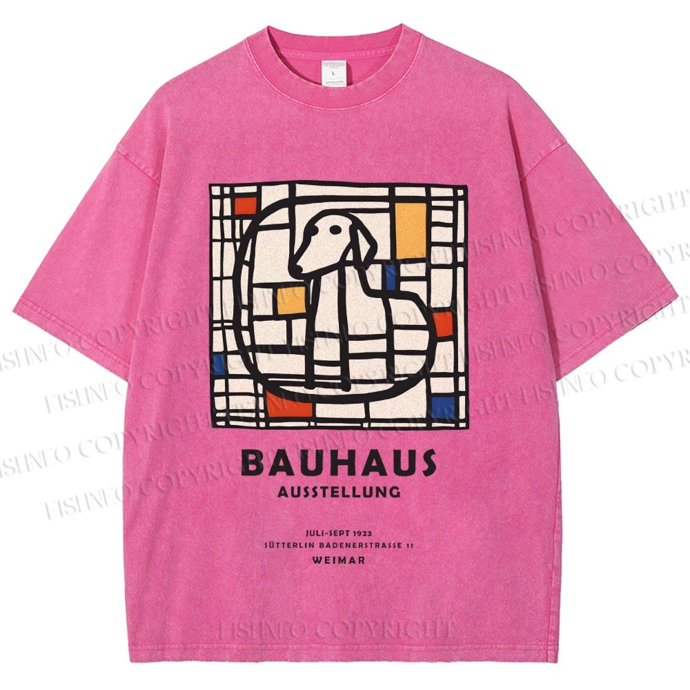 Unisex Bauhaus Dog Printed Washed Tee