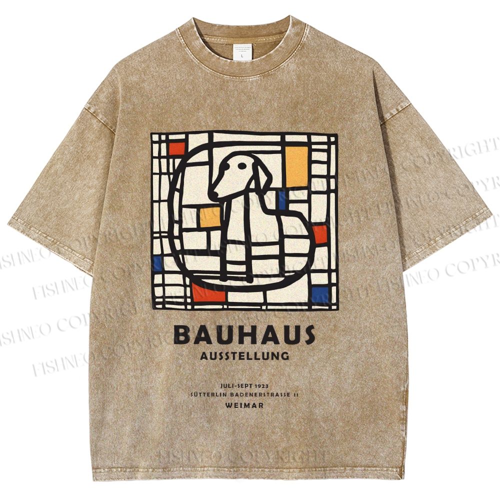 Unisex Bauhaus Dog Printed Washed Tee