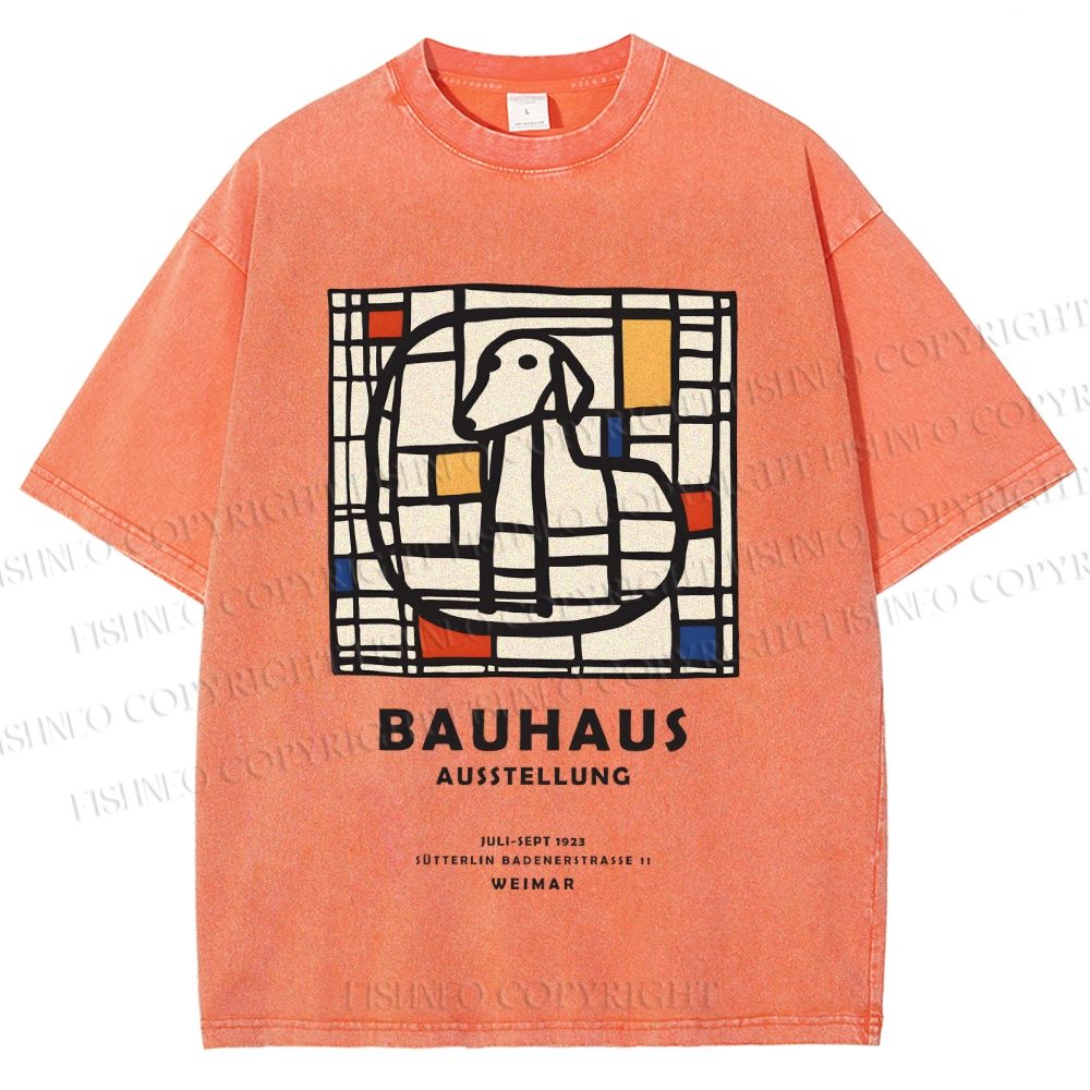 Unisex Bauhaus Dog Printed Washed Tee