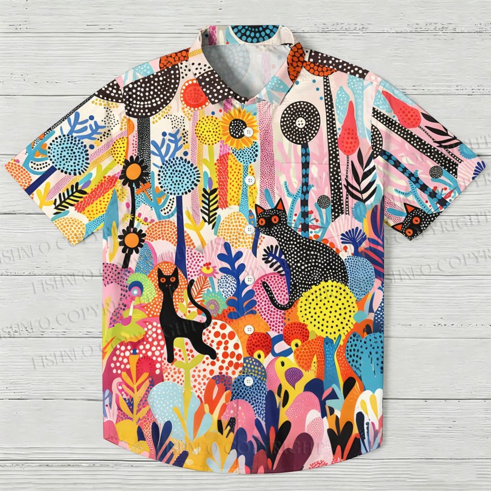 Yayoi Kusama Forest Cat Hawaiian Shirt