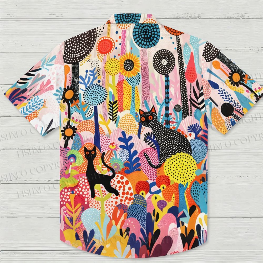 Yayoi Kusama Forest Cat Hawaiian Shirt