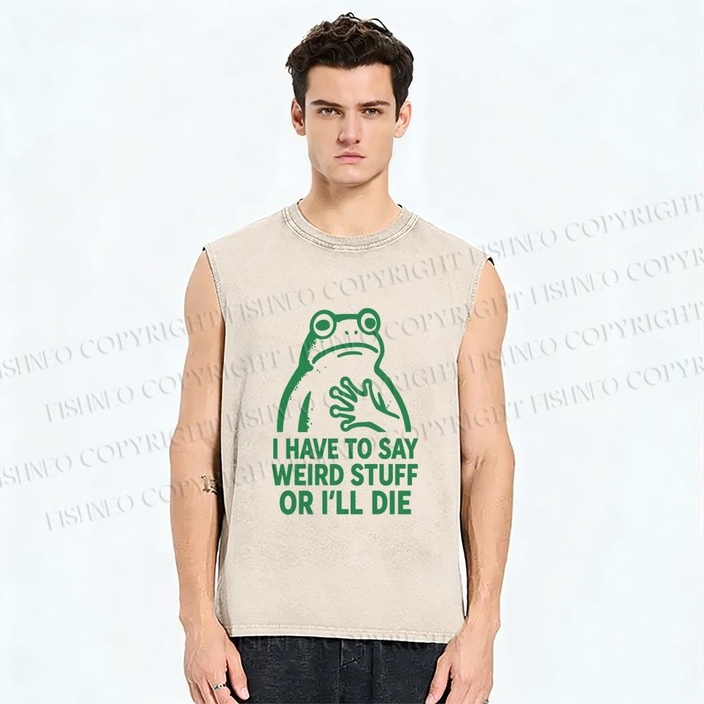 Unisex Weird Frog Funny Meme Printed Washed Tank Top