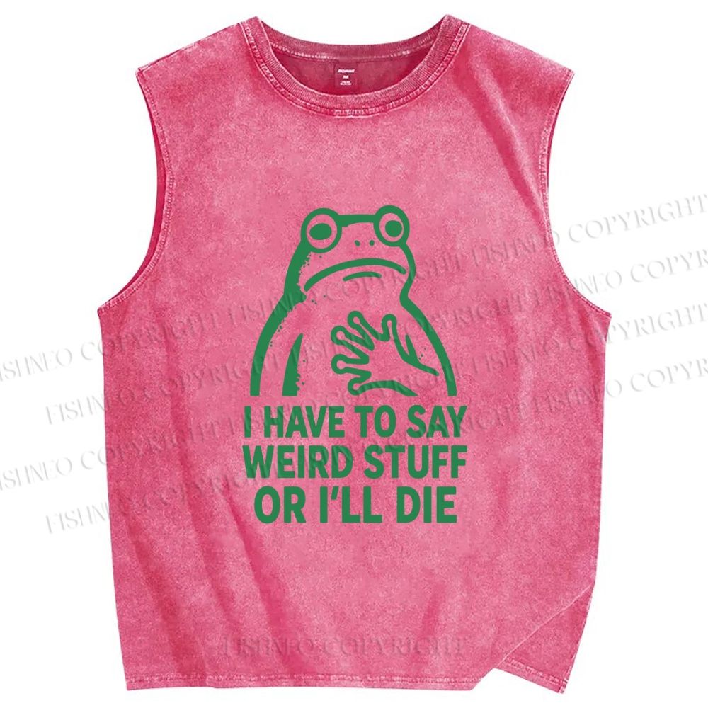 Unisex Weird Frog Funny Meme Printed Washed Tank Top
