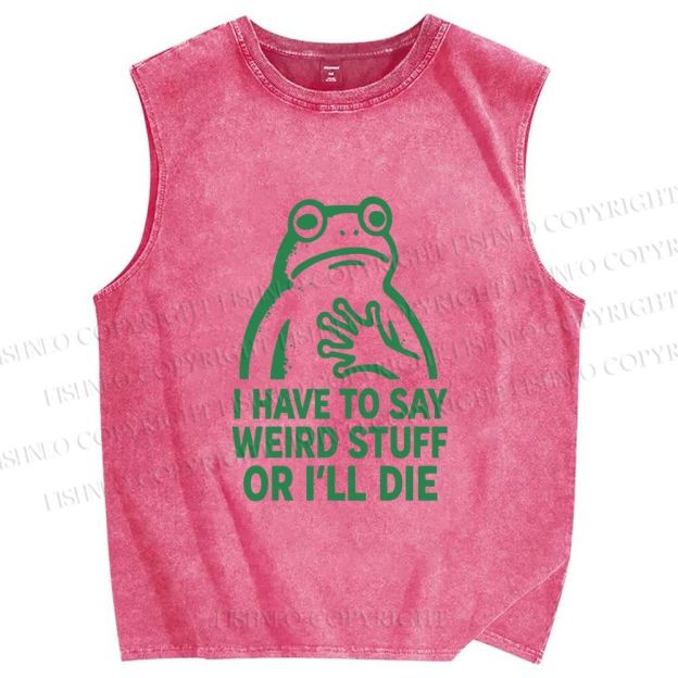 Unisex Weird Frog Funny Meme Printed Washed Tank Top